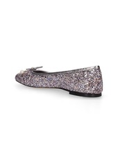 Jimmy Choo 10mm Elme Glittered Ballerina Flats