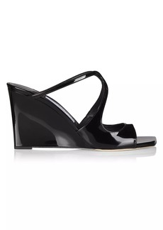 Jimmy Choo Anise 85MM Patent Leather Wedge Sandals