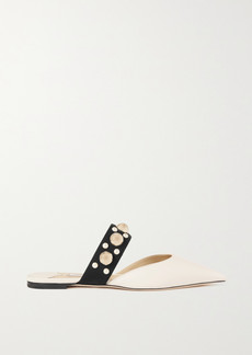 Jimmy Choo Basette Leather And Embellished Grosgrain Mules