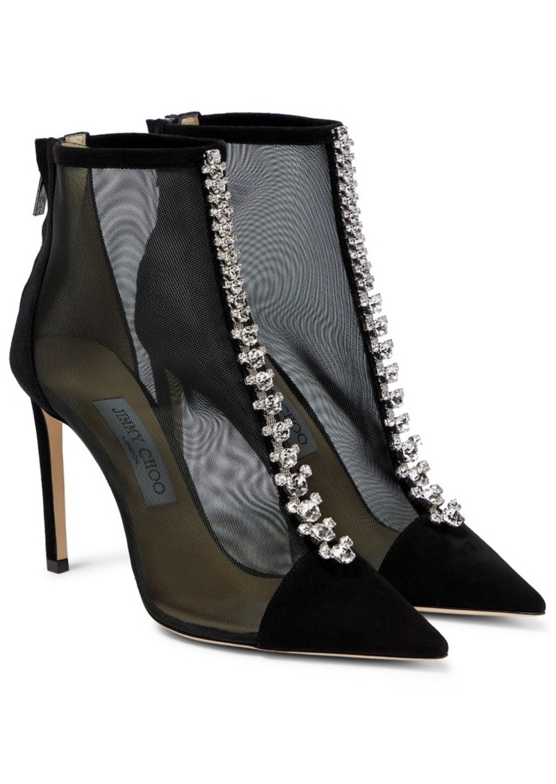 Jimmy Choo Bing 100 mesh and suede ankle boots