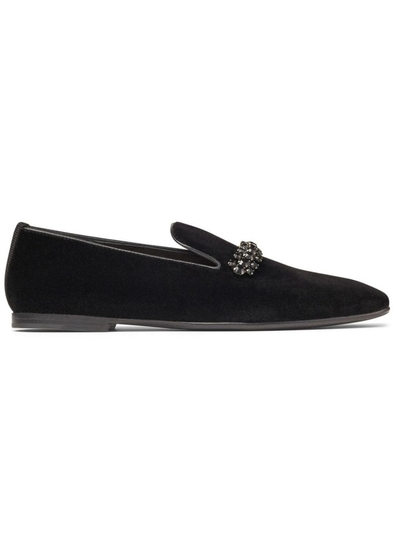 Jimmy Choo Bing crystal-embellished velvet slippers