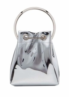 Jimmy Choo 'BON BON' Mini Silver-Tone Handbag with Metal Bracelet Handle in Mirror Fabbric Woman