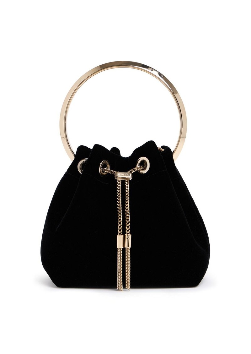 Jimmy Choo Bon Bon Velvet Bucket Bag W/ Crystals