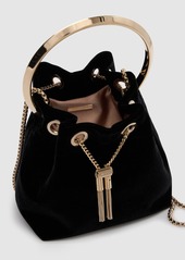 Jimmy Choo Bon Bon Velvet Bucket Bag W/ Crystals