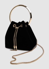 Jimmy Choo Bon Bon Velvet Bucket Bag W/ Crystals