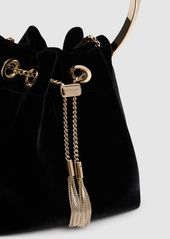 Jimmy Choo Bon Bon Velvet Bucket Bag W/ Crystals