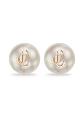 Jimmy Choo debossed-logo pearl earrings