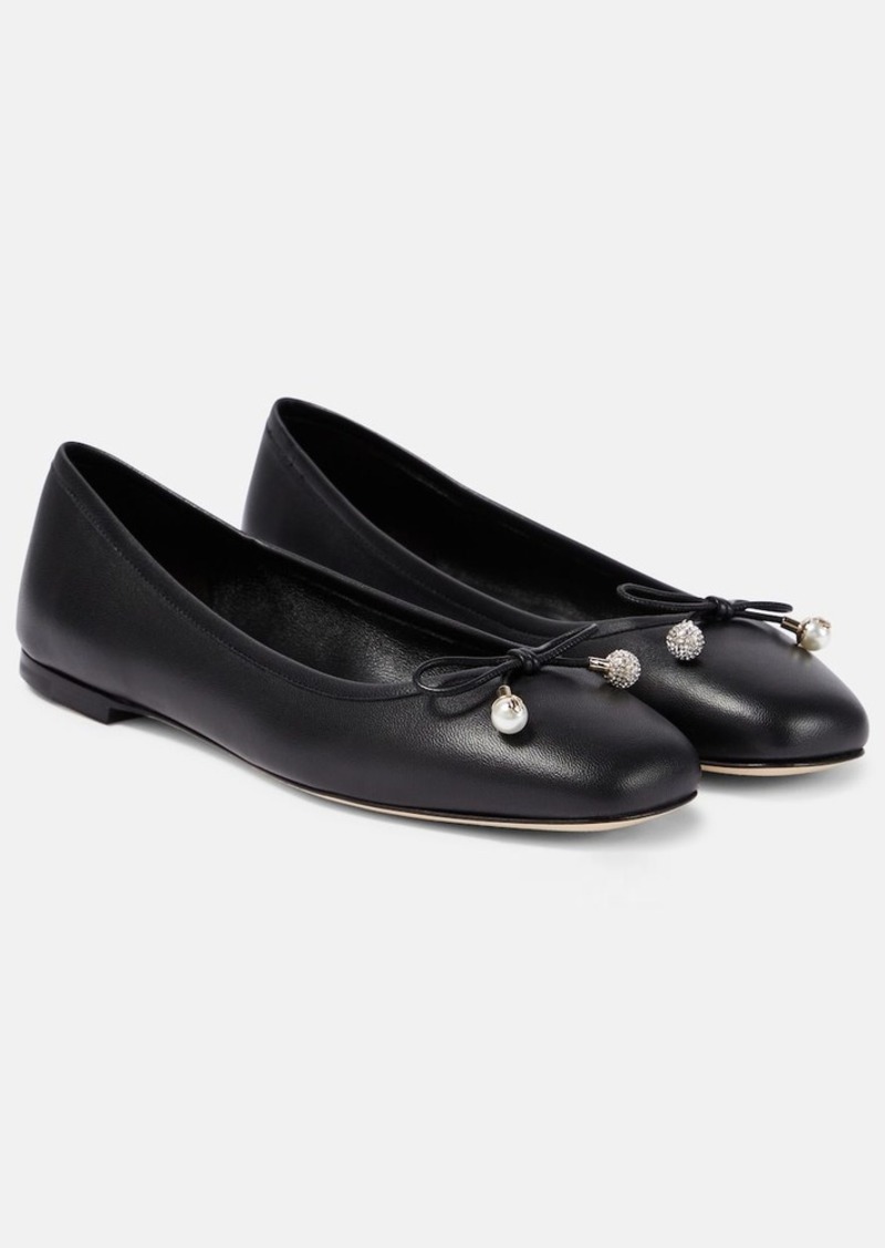 Jimmy Choo Elme embellished leather ballet flats