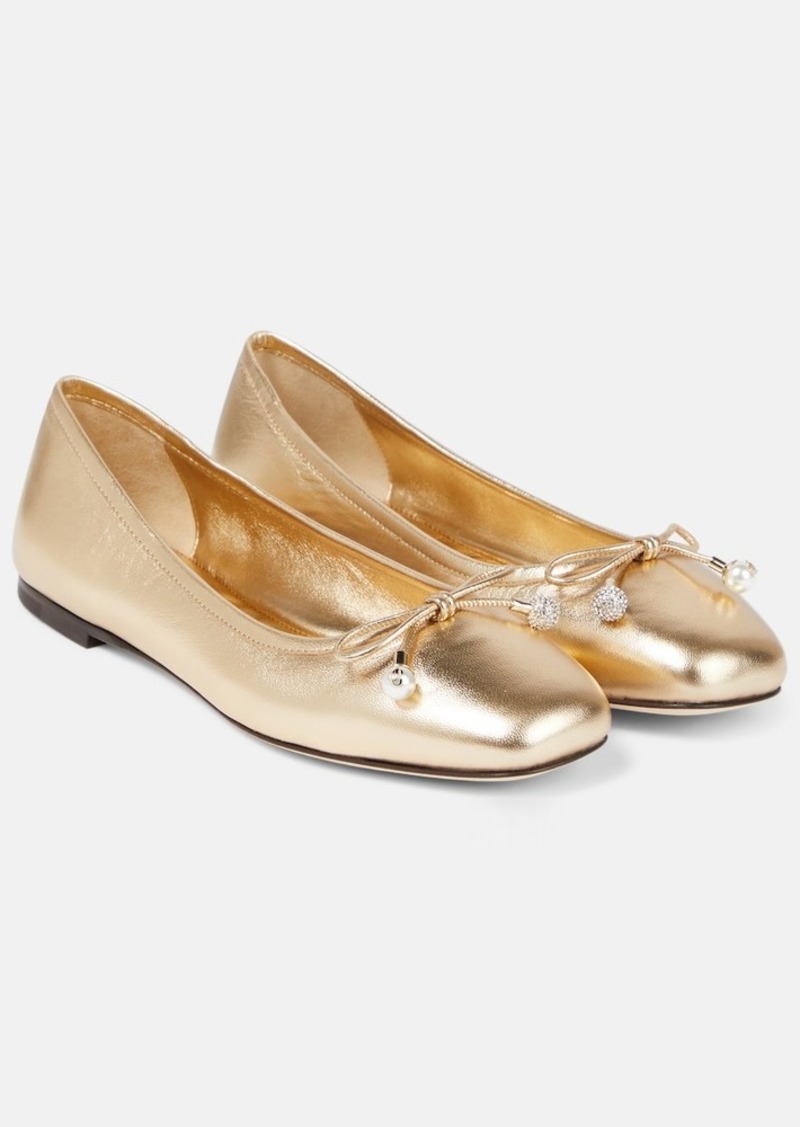 Jimmy Choo Elme metallic leather ballet flats