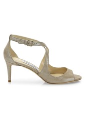 Jimmy Choo Emily Crossover Shimmery Leather Sandals