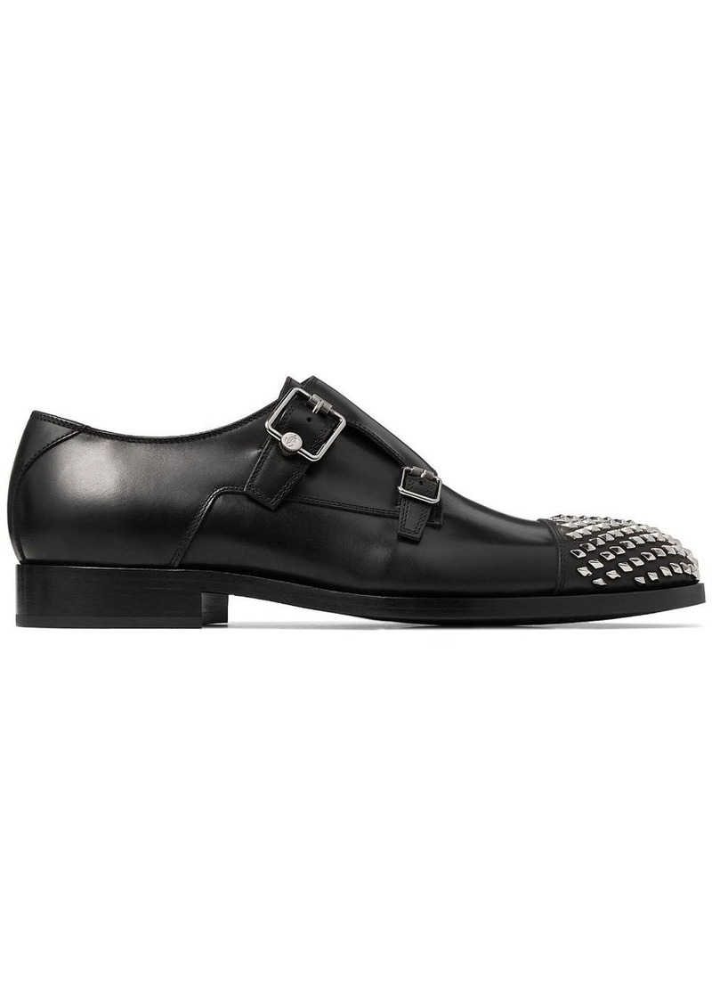 Jimmy Choo Finnion studded leather monk shoes