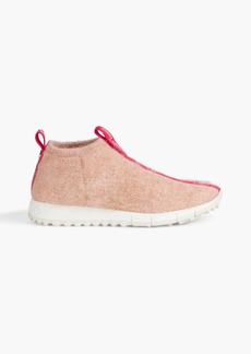 Jimmy Choo - Norway brushed stretch-knit slip-on sneakers - Pink - EU 35