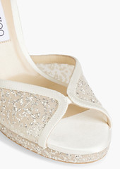 Jimmy Choo - Lacia 100 glittered tulle sandals - White - EU 41