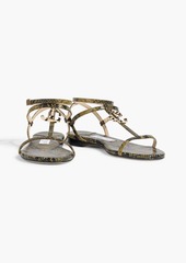 Jimmy Choo - Alodie embellished snake-effect leather sandals - Animal print - EU 34