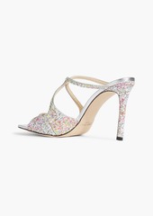 Jimmy Choo - Anise 95 glittered leather mules - Metallic - EU 39