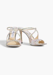 Jimmy Choo - Anise 95 glittered leather mules - Metallic - EU 39