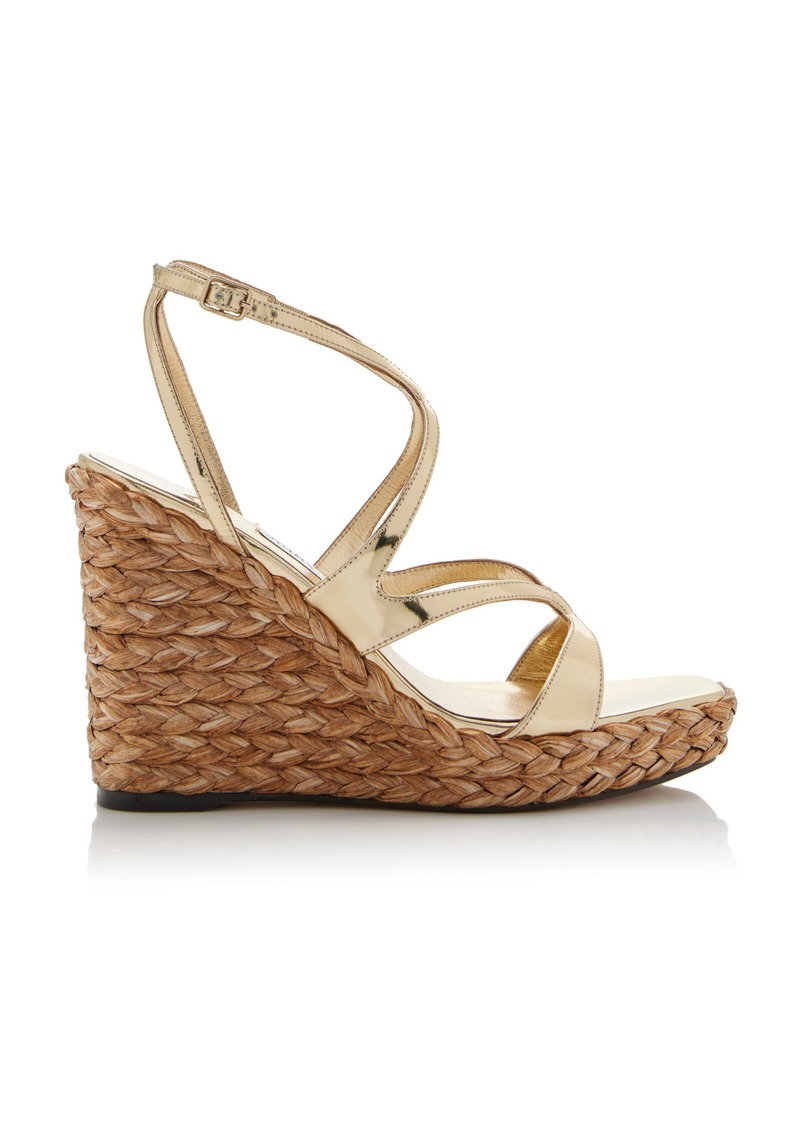 Jimmy Choo - Ayla Metallic Leather Wedge Sandals - Gold - IT 36 - Moda Operandi