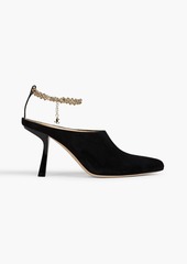 Jimmy Choo - Betha 85 chain-trimmed suede mules - Black - EU 38