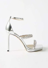 Jimmy Choo - Bing 105 Crystal-embellished Leather Sandals - Womens - Silver