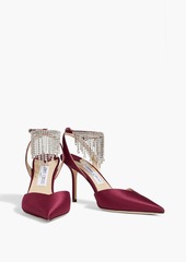 Jimmy Choo - Birtie 85 crystal-embellished satin pumps - Burgundy - EU 36