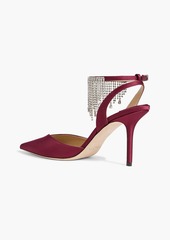 Jimmy Choo - Birtie 85 crystal-embellished satin pumps - Burgundy - EU 36