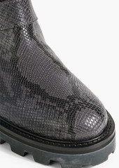 Jimmy Choo - Buckled snake-effect leather ankle boots - Gray - EU 34.5