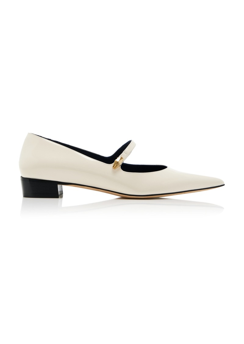 Jimmy Choo - Carolyn Leather Mary Jane Flats - White - IT 36 - Moda Operandi