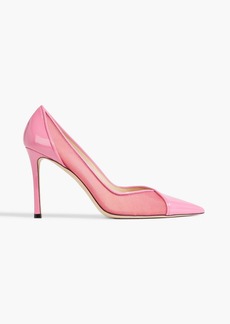 Jimmy Choo - Cass 95 mesh and patent-leather pumps - Pink - EU 40.5