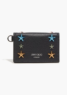 Jimmy Choo - Cliffy studded pebbled-leather cardholder - Black - OneSize