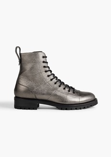 Jimmy Choo - Cruz metallic pebbled-leather combat boots - Metallic - EU 35.5