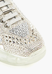 Jimmy Choo - Crystal-embellished leather sneakers - Metallic - EU 35.5