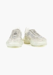 Jimmy Choo - Crystal-embellished leather sneakers - Metallic - EU 35.5