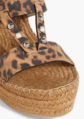 Jimmy Choo - Danica 110 embellished leopard-print suede espadrille wedge sandals - Animal print - EU 34.5