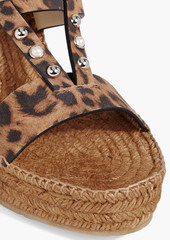 Jimmy Choo - Danica 80 embellished leopard-print suede espadrille wedge sandals - Animal print - EU 34.5