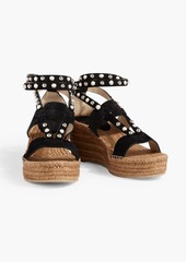 Jimmy Choo - Danica 80 embellished suede espadrille wedge sandals - Black - EU 34.5