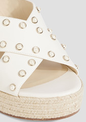 Jimmy Choo - Dovina 100 pearl-embellished leather espadrille mules - White - EU 38.5