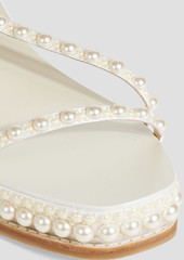 Jimmy Choo - Drive 60 embellished satin wedge sandals - White - EU 38.5