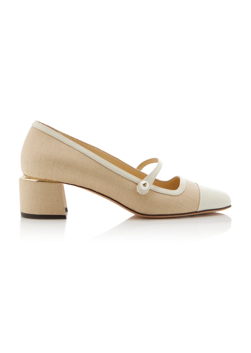 Jimmy Choo - Elisa Woven Raffia Mary Jane Pumps - Neutral - IT 40 - Moda Operandi