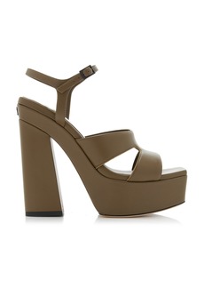 Jimmy Choo - Ellison Leather Platform Sandals - Green - IT 37 - Moda Operandi