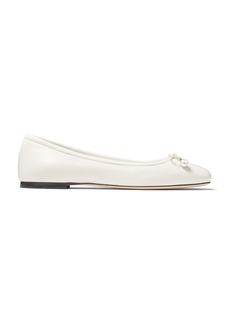 Jimmy Choo - Elme Embellished Leather Ballet Flats - Ivory - IT 37.5 - Moda Operandi