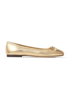 Jimmy Choo - Elme Embellished Metallic-Leather Ballet Flats - Gold - IT 37 - Moda Operandi