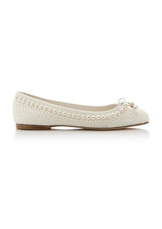 Jimmy Choo - Elme Embellished Satin Ballet Flats - White - IT 37.5 - Moda Operandi