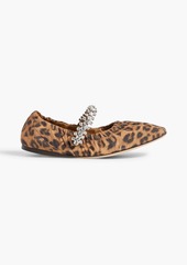 Jimmy Choo - Gai crystal-embellished leopard-print suede ballet flats - Animal print - EU 35