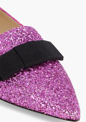 Jimmy Choo - Gala bow-detailed glittered leather point-toe flats - Purple - EU 34.5