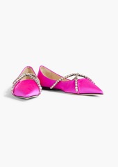 Jimmy Choo - Genevi crystal-embellished satin point-toe flats - Pink - EU 36.5