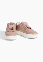 Jimmy Choo - Hawaii perforated glittered leather sneakers - Pink - EU 34