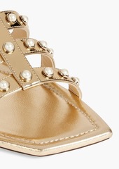 Jimmy Choo - Hazal studded mirrored-leather sandals - Metallic - EU 40