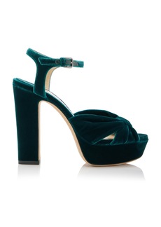 Jimmy Choo - Heloise Velvet Platform Sandals - Green - IT 36.5 - Moda Operandi