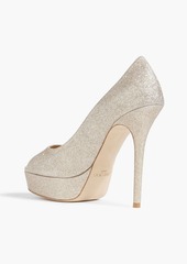 Jimmy Choo - Jennica 125 glittered woven platform pumps - Metallic - EU 39.5