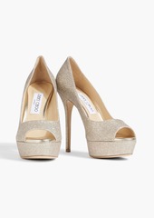 Jimmy Choo - Jennica 125 glittered woven platform pumps - Metallic - EU 38